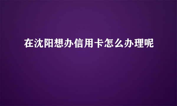 在沈阳想办信用卡怎么办理呢