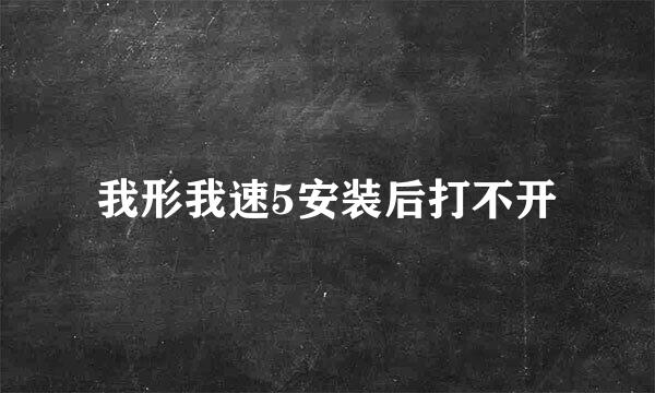 我形我速5安装后打不开