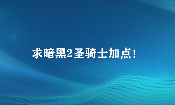 求暗黑2圣骑士加点！