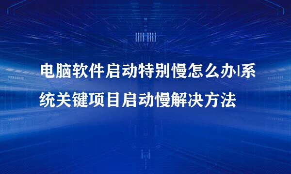 电脑软件启动特别慢怎么办|系统关键项目启动慢解决方法