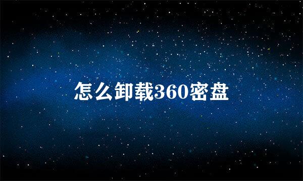 怎么卸载360密盘