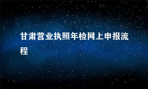 甘肃营业执照年检网上申报流程