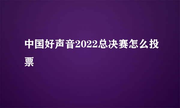 中国好声音2022总决赛怎么投票