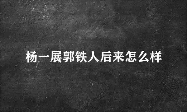 杨一展郭铁人后来怎么样