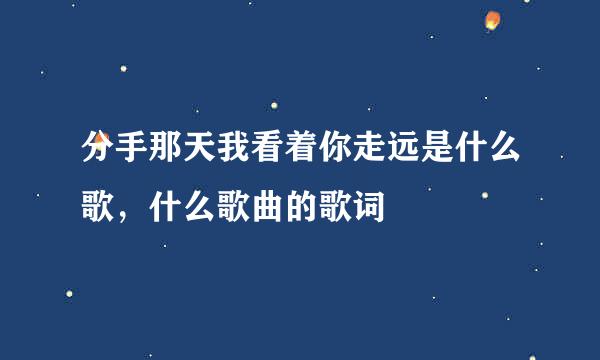 分手那天我看着你走远是什么歌，什么歌曲的歌词