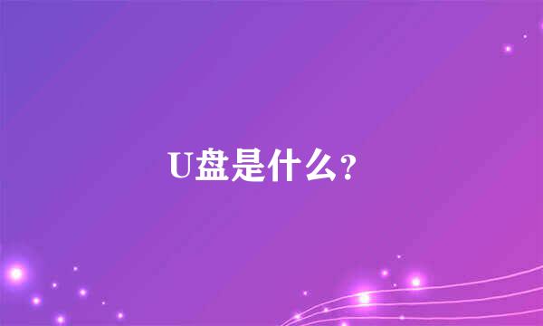 U盘是什么？