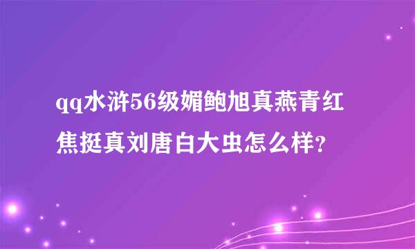 qq水浒56级媚鲍旭真燕青红焦挺真刘唐白大虫怎么样？