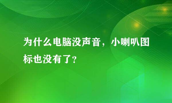 为什么电脑没声音，小喇叭图标也没有了？