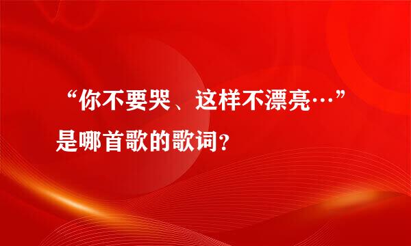 “你不要哭、这样不漂亮…”是哪首歌的歌词？