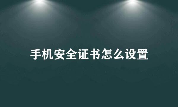 手机安全证书怎么设置