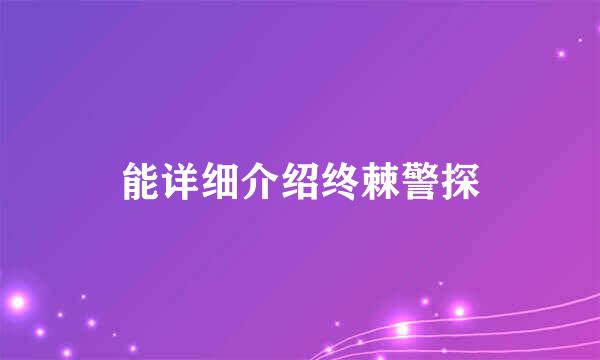 能详细介绍终棘警探