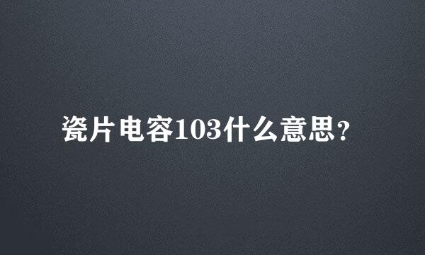 瓷片电容103什么意思？