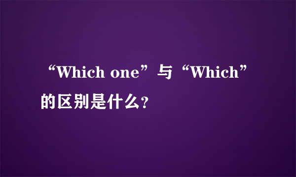 “Which one”与“Which”的区别是什么？