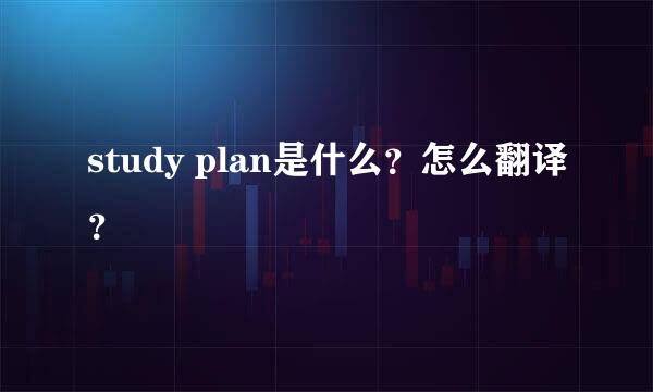 study plan是什么？怎么翻译？