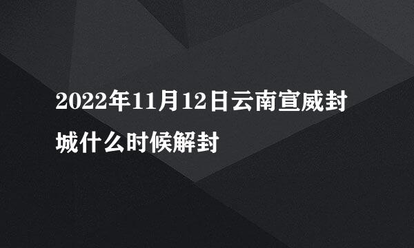 2022年11月12日云南宣威封城什么时候解封