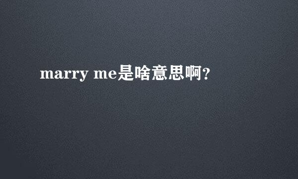 marry me是啥意思啊？