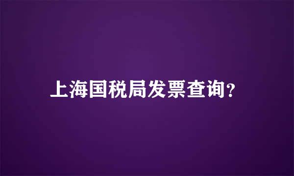 上海国税局发票查询？