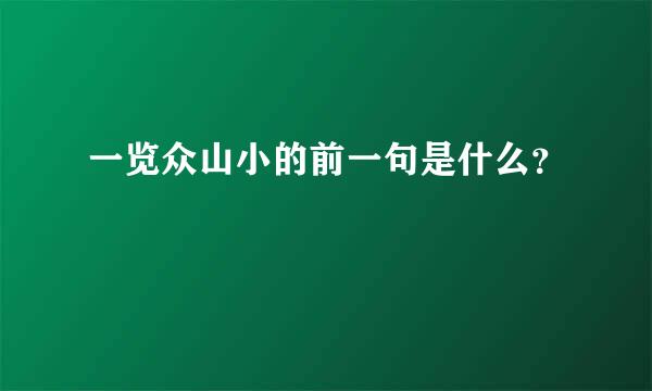 一览众山小的前一句是什么？