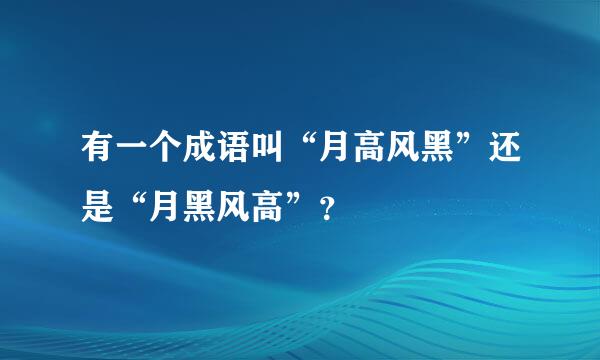 有一个成语叫“月高风黑”还是“月黑风高”？