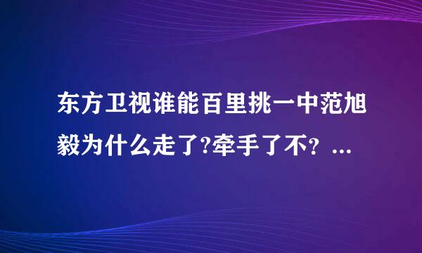 东方卫视谁能百里挑一中范旭毅为什么走了?牵手了不？我特喜欢他勒！！大爱！