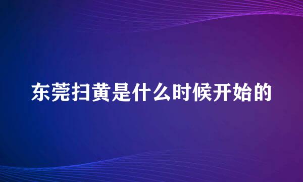 东莞扫黄是什么时候开始的