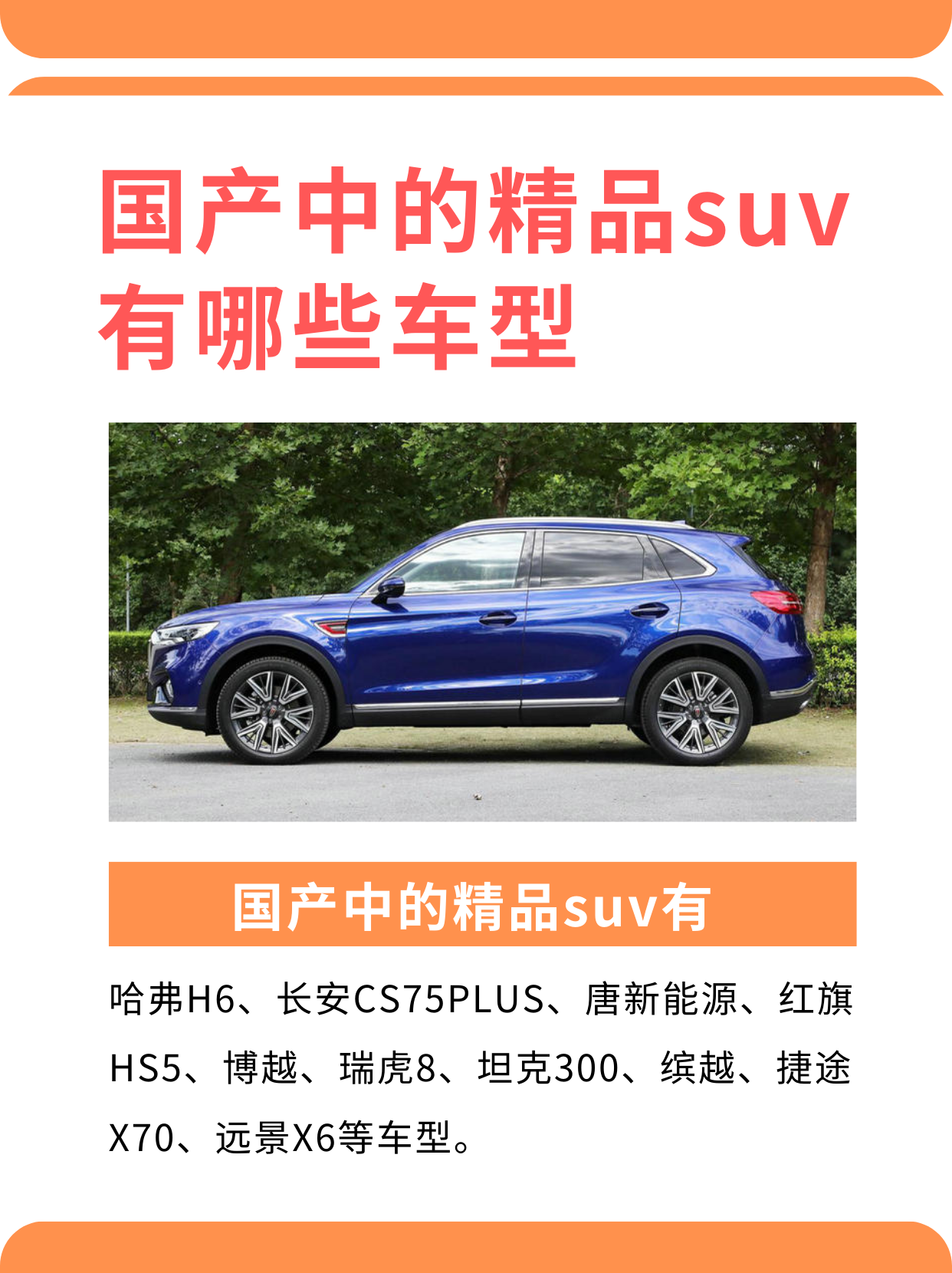 国产中的精品suv有哪些车型