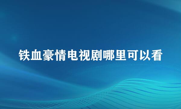 铁血豪情电视剧哪里可以看