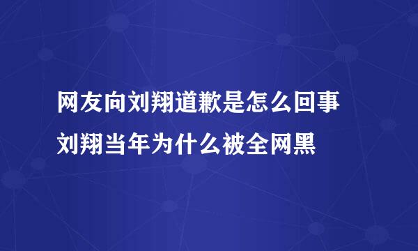 网友向刘翔道歉是怎么回事 刘翔当年为什么被全网黑