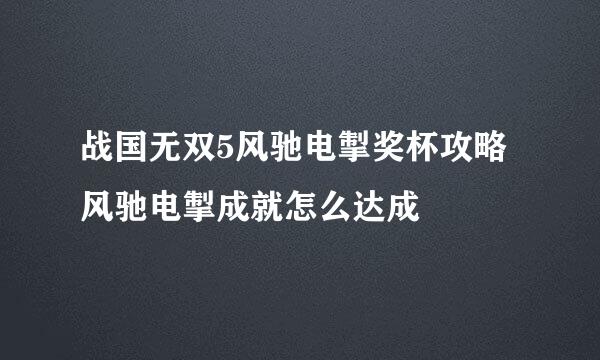 战国无双5风驰电掣奖杯攻略风驰电掣成就怎么达成