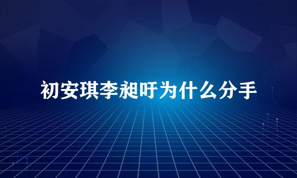 初安琪李昶吁为什么分手