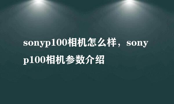 sonyp100相机怎么样，sonyp100相机参数介绍