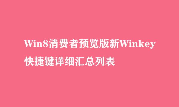 Win8消费者预览版新Winkey快捷键详细汇总列表