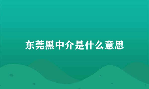 东莞黑中介是什么意思