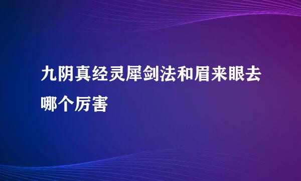 九阴真经灵犀剑法和眉来眼去哪个厉害