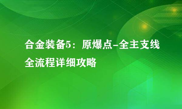 合金装备5：原爆点-全主支线全流程详细攻略