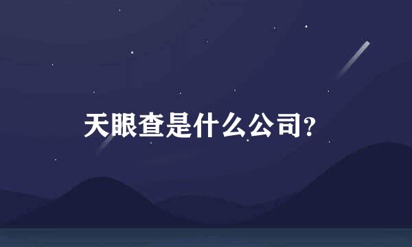 天眼查是什么公司？