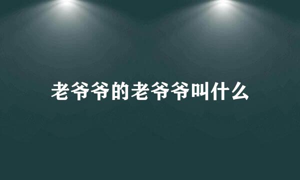 老爷爷的老爷爷叫什么