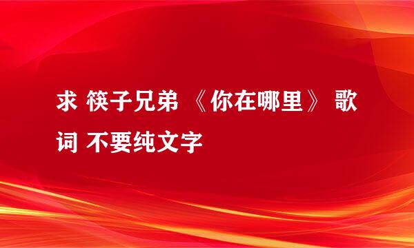 求 筷子兄弟 《你在哪里》 歌词 不要纯文字