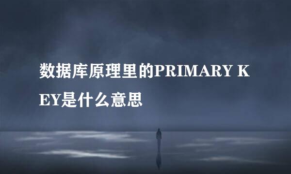 数据库原理里的PRIMARY KEY是什么意思