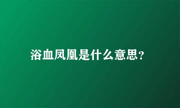 浴血凤凰是什么意思？