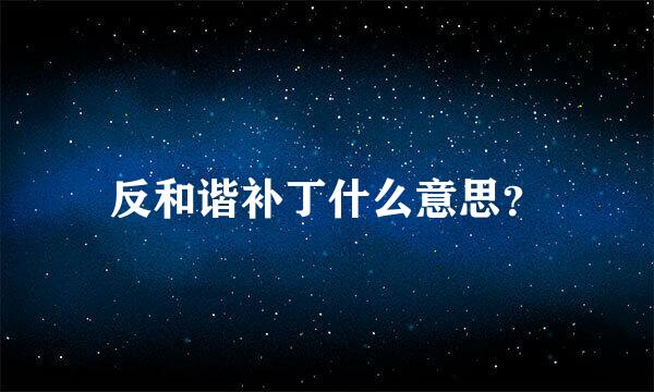 反和谐补丁什么意思？