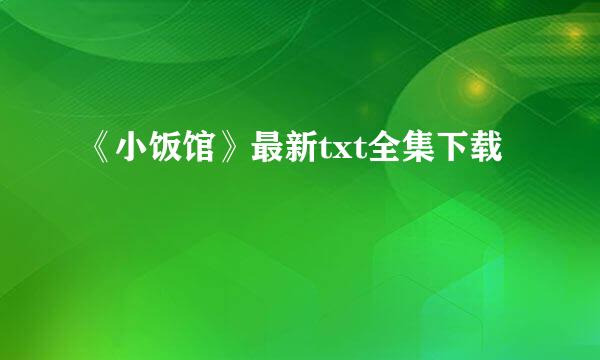 《小饭馆》最新txt全集下载