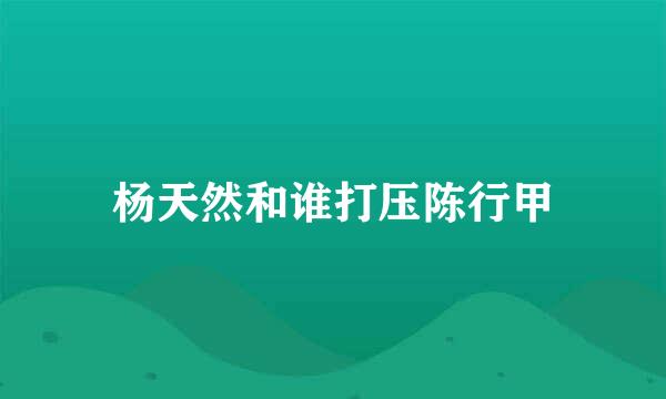 杨天然和谁打压陈行甲