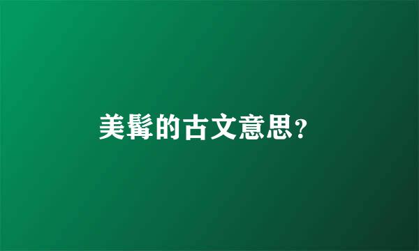 美髯的古文意思？