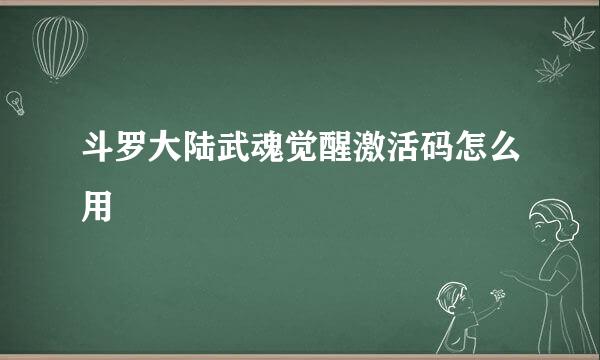 斗罗大陆武魂觉醒激活码怎么用