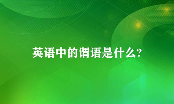 英语中的谓语是什么?