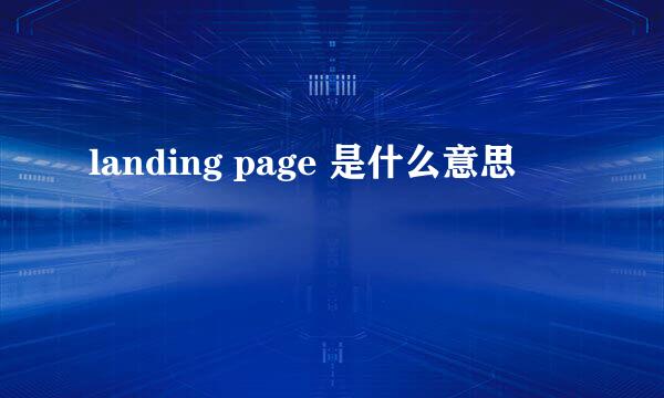 landing page 是什么意思