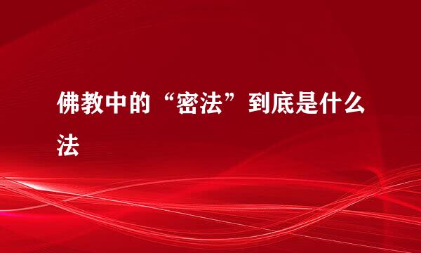 佛教中的“密法”到底是什么法