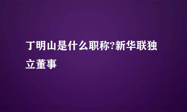 丁明山是什么职称?新华联独立董事