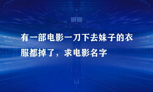 有一部电影一刀下去妹子的衣服都掉了，求电影名字